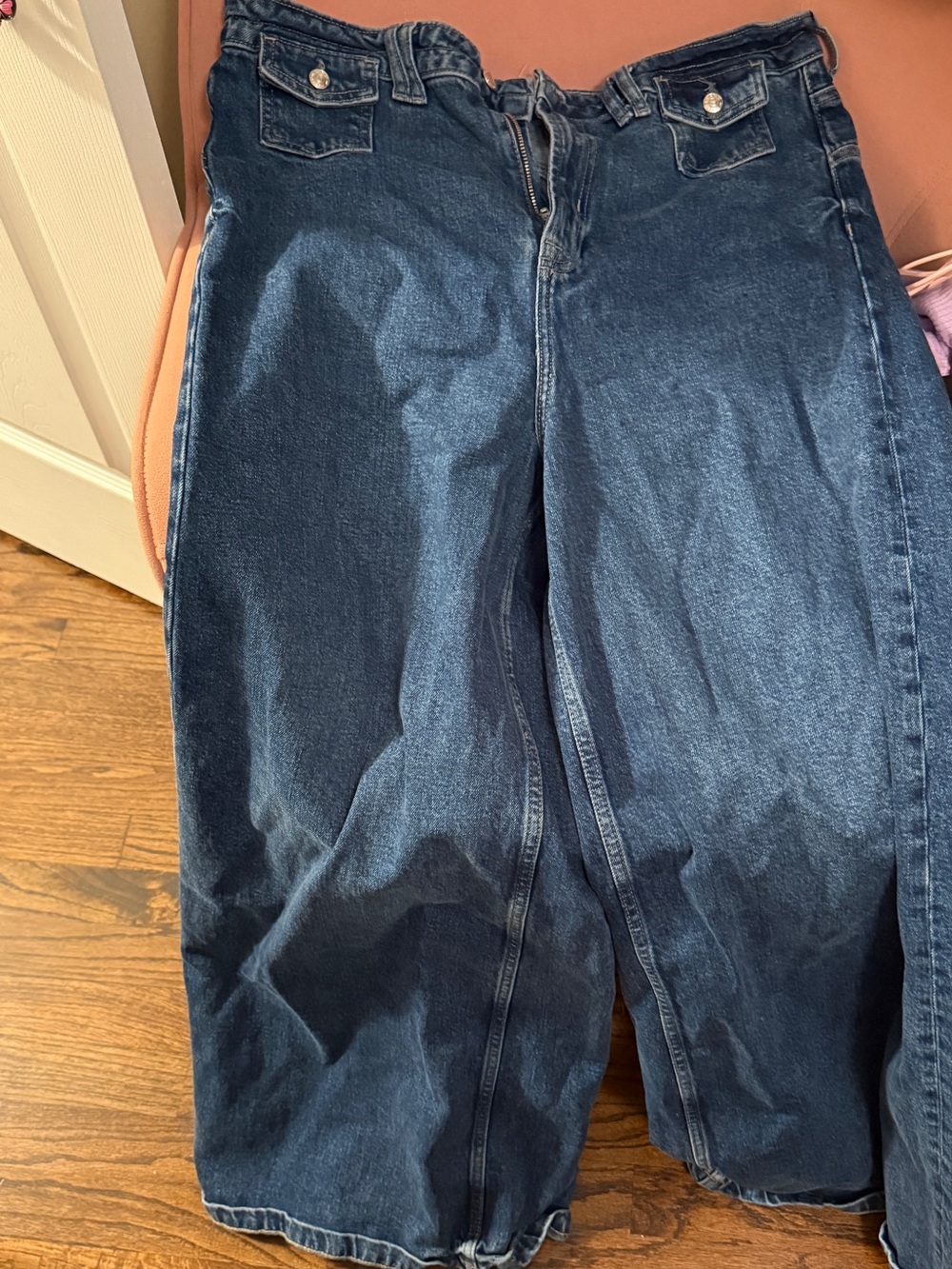 Wide-Leg Dark Blue Women’s Jeans